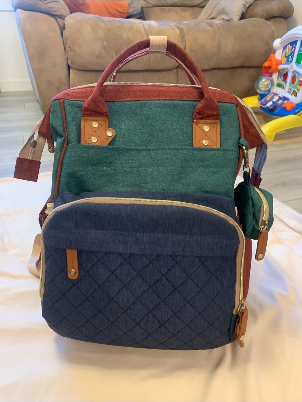 Diaper Bag Backpack w/ USB Charging Port, Pacifier Case & Stroller Straps
